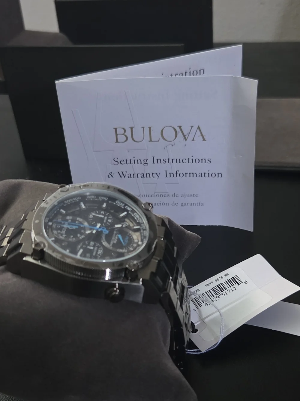 Bulova Precisionist 98B229 Black and Blue Men's Multifunction Chronograph Watch